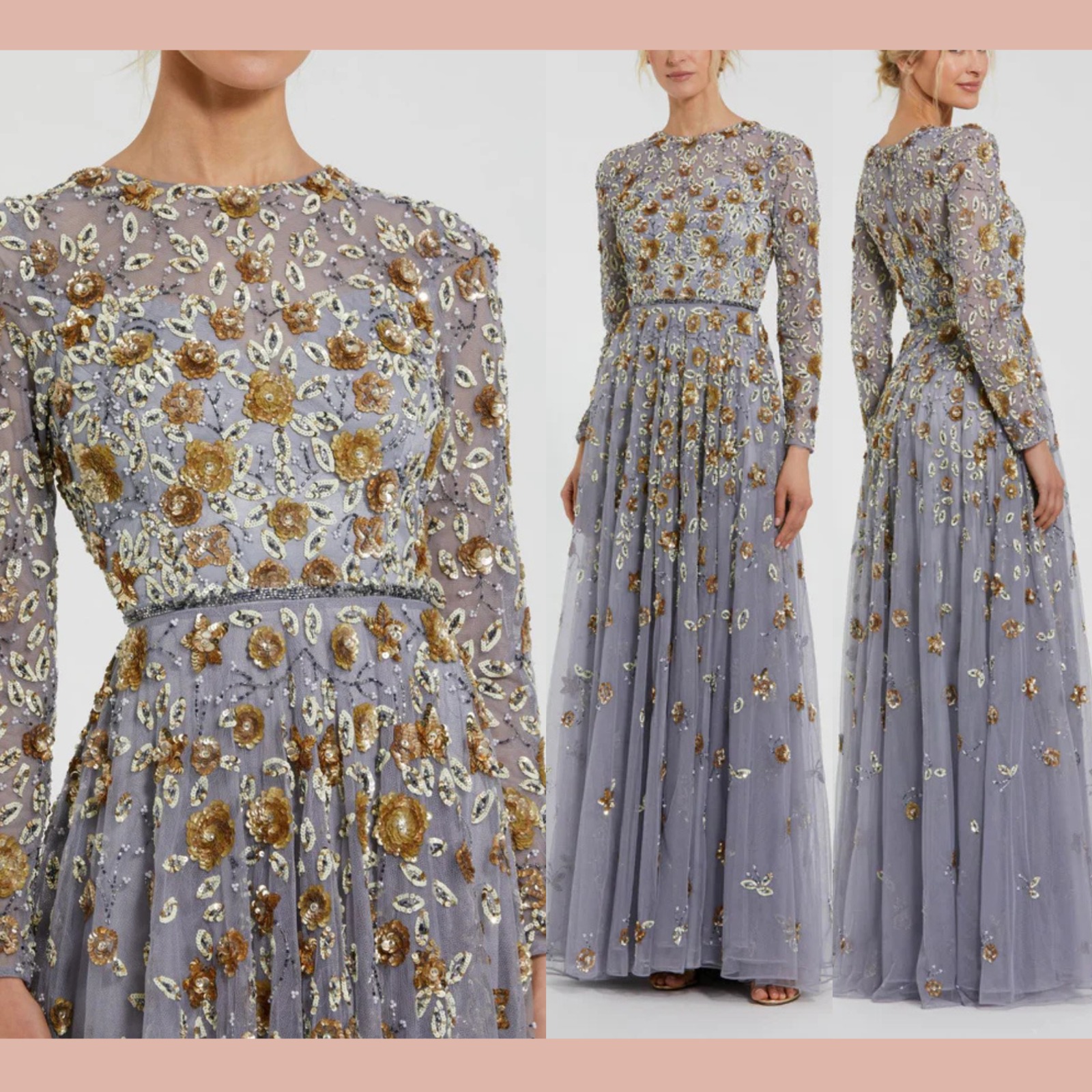 Nwt Mac Duggal [ 4 ] 5533 Embellished High Neck Long Sleeve A Line Gown #S1778
